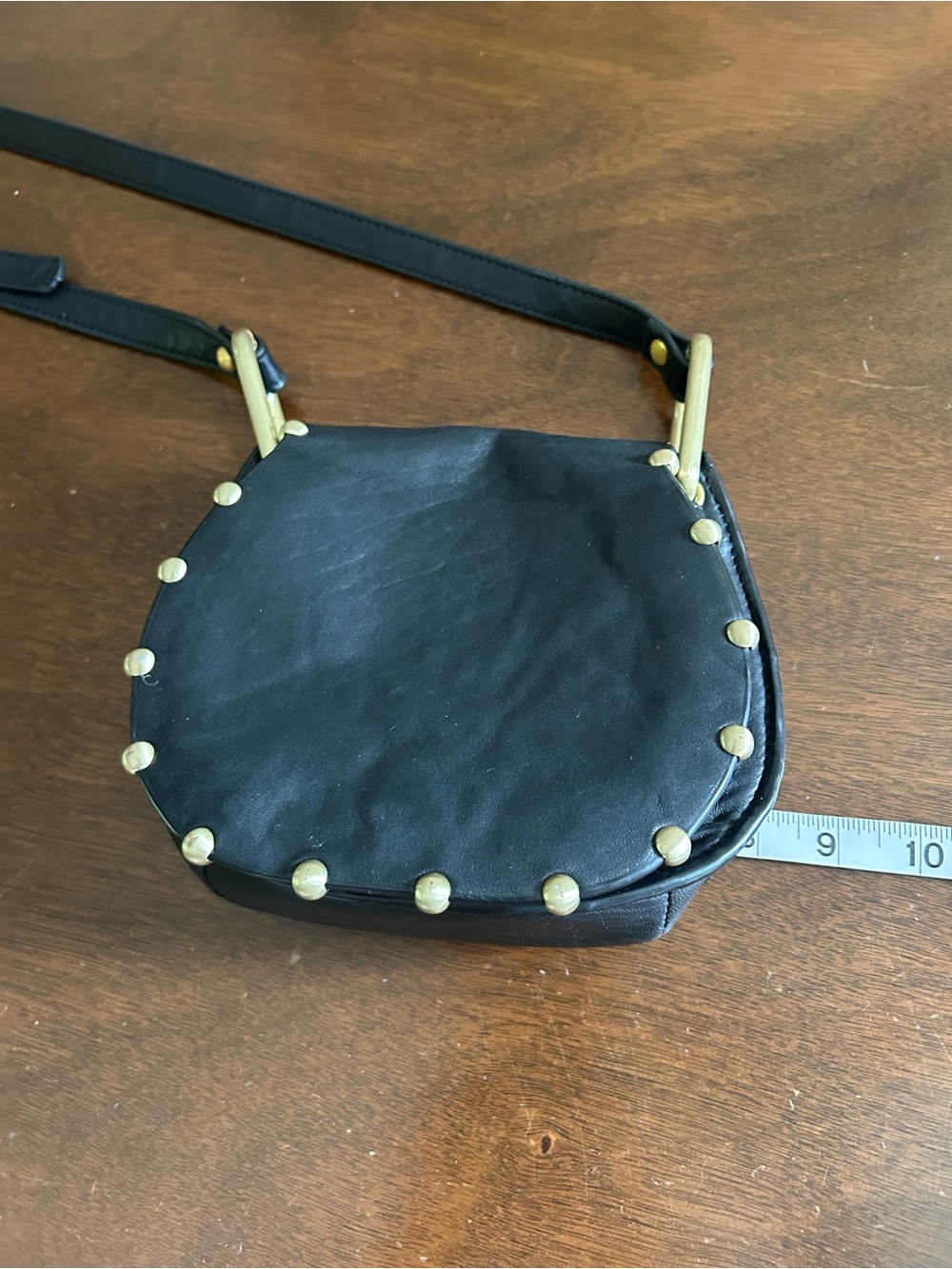 Black Stud Accent Round Crossbody Bag-CYNYHIA ROWLEY